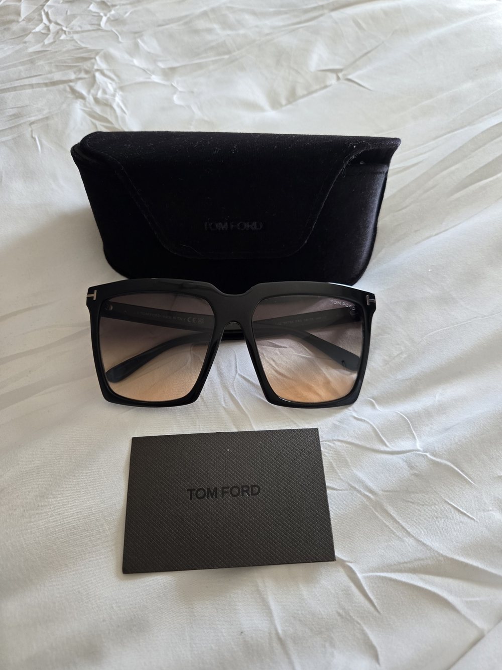 Tom Ford Black Frame Sunglasses with Brown Gradient Lenses